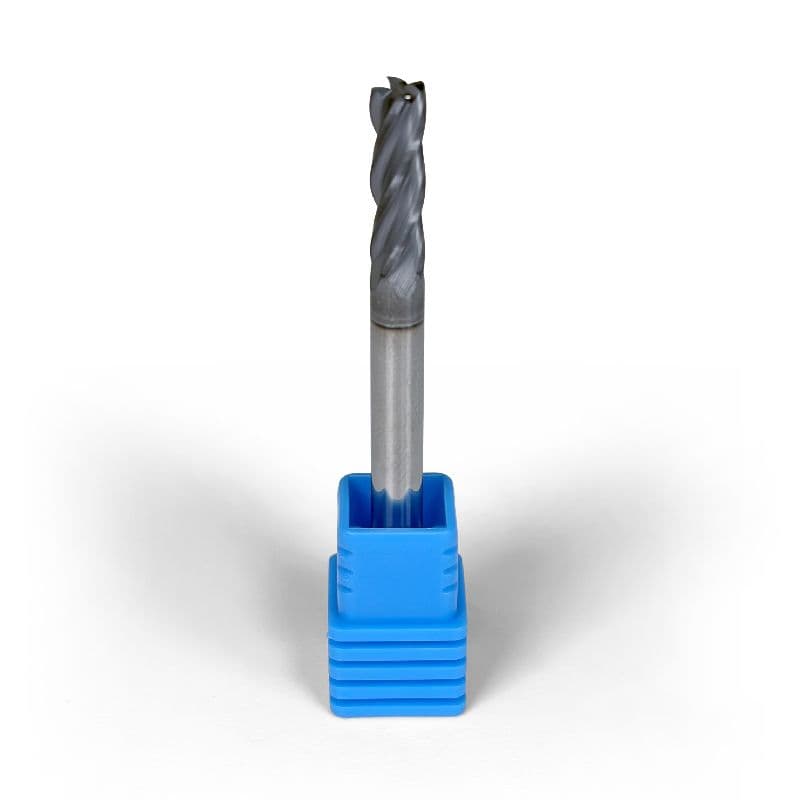 3/16" Carbide End Mill, 4 flutes, Bull Nose - R0.015", 0.625" LOC, AlCrN Coated
