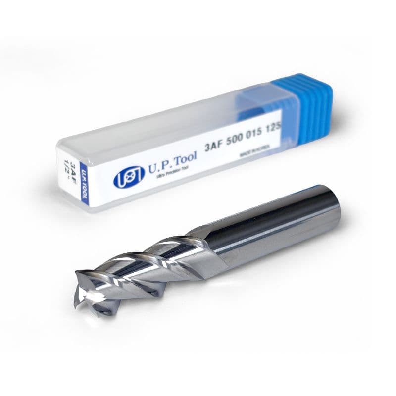 1/2" Carbide End Mill, 3 flutes, Bull Nose - R0.015", 1.25" LOC, Uncoated