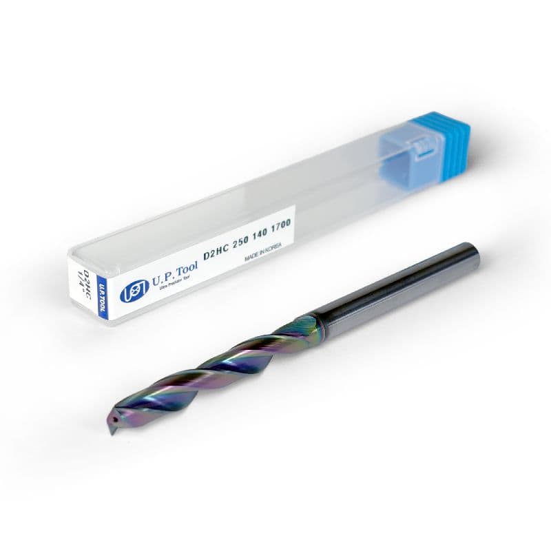 0.25" Carbide Drill, 2 flutes, 5xD, Through Tool Coolant - 140°, 1.7" LOC, HR Coated