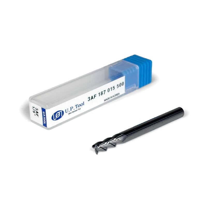 3/16" Carbide End Mill, 3 flutes, Bull Nose - R0.015", 0.5" LOC, Uncoated