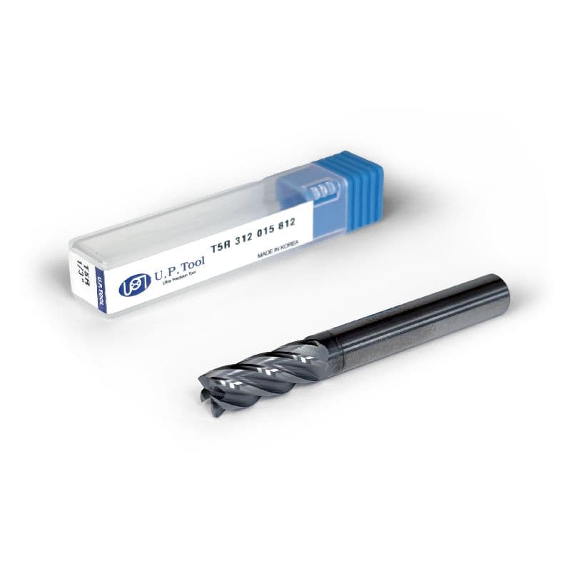 5/16" Carbide End Mill, 5 flutes, Bull Nose - R0.015", 0.8125" LOC, AlCrN Coated