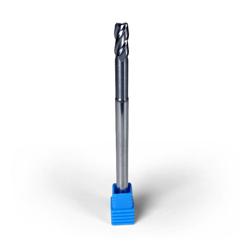 1/4" Carbide End Mill, 4 flutes, Bull Nose - R0.015", 0.5" LOC, AlCrN Coated, Extended Neck