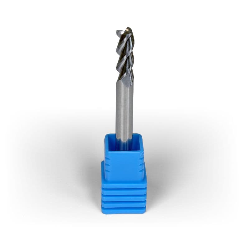3/16" Carbide End Mill, 3 flutes, Bull Nose - R0.015", 0.5" LOC, Uncoated