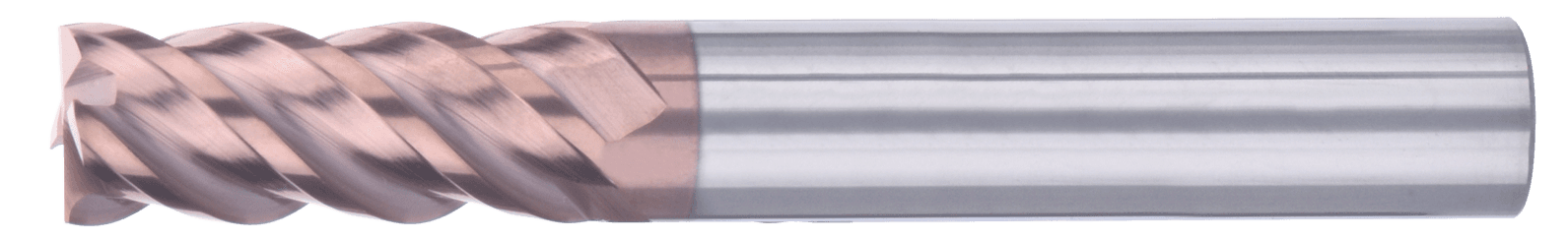 2.5 mm Carbide End Mill, 4 Flutes, Flat, Standard length, For P, H materials, TiSiAlCrN coated, Helix angle 45 degree