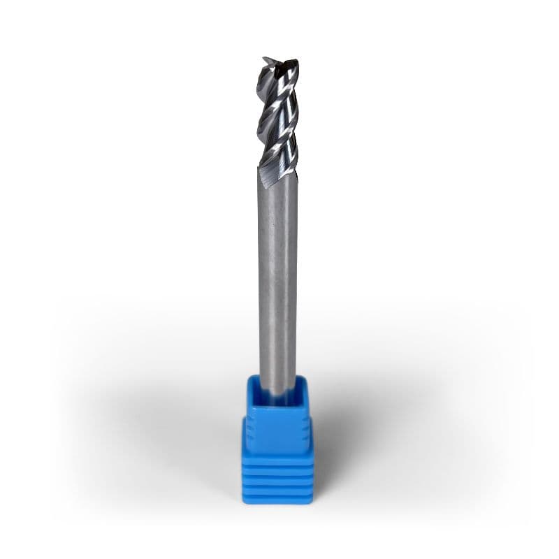 1/4" Carbide End Mill, 3 flutes, Bull Nose - R0.015", 0.625" LOC, Uncoated
