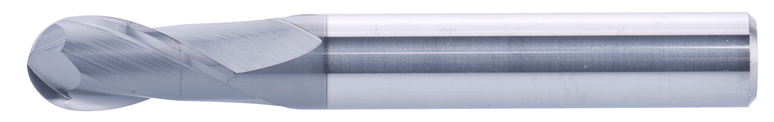 18 mm Carbide End Mill, 2 Flutes, Ball Nose, Long, For P, M, K materials, AlCrN coated, Helix angle 30 degree, LOC 34 mm