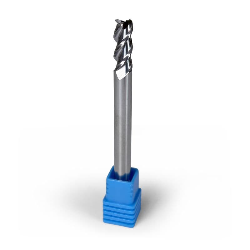 1/4" Carbide End Mill, 3 flutes, Bull Nose - R0.03", 0.625" LOC, Uncoated