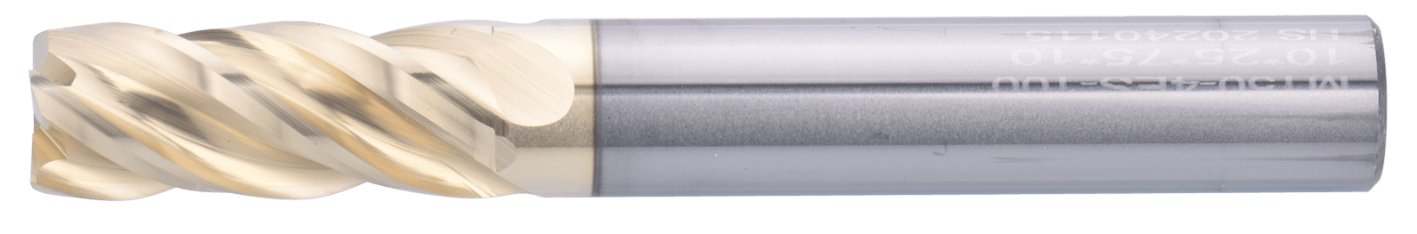 10 mm Carbide End Mill, 4 Flutes, Flat, Standard length, For P, M, S materials, AlTiN/Zr coating, LOC 25 mm