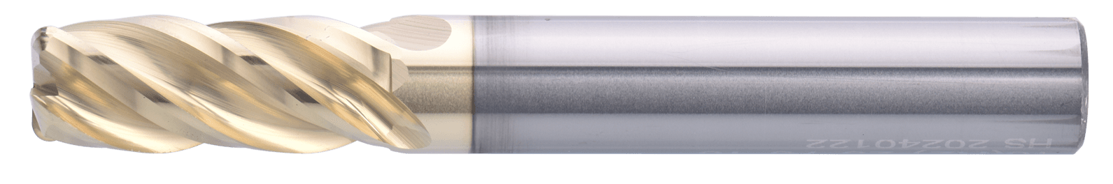 4 mm Carbide End Mill, 0.2 mm Corner Radius, 4 Flutes, Standard length, For P, M, S materials, AlTiN/Zr coating, LOC 12 mm