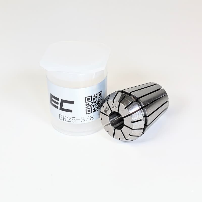 3/8" ER25 Collet, clamping range 0.375" - 0.336", Runout 0.01 mm