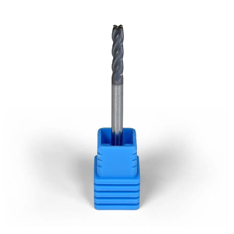 1/8" Carbide End Mill, 4 flutes, Bull Nose - R0.015", 0.5" LOC, AlCrN Coated