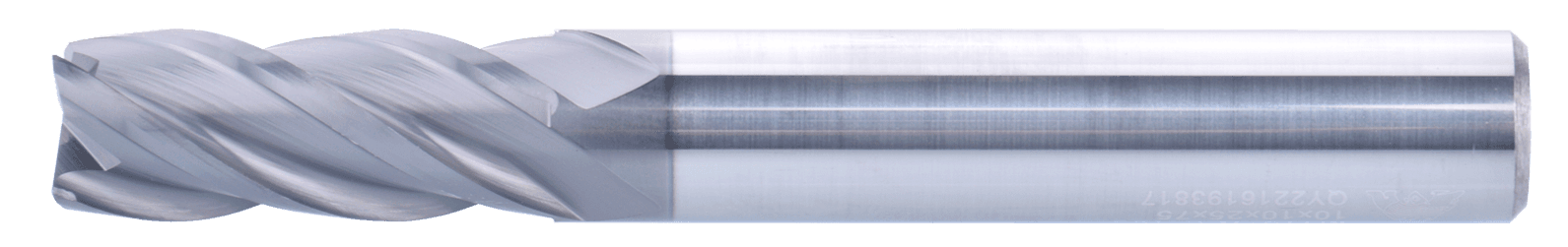 2.5 mm Carbide End Mill, 4 Flutes, Flat, Standard length, For P, M, K materials, AlCrN coated, Helix angle 35 degree / 38 degree, LOC 8 mm