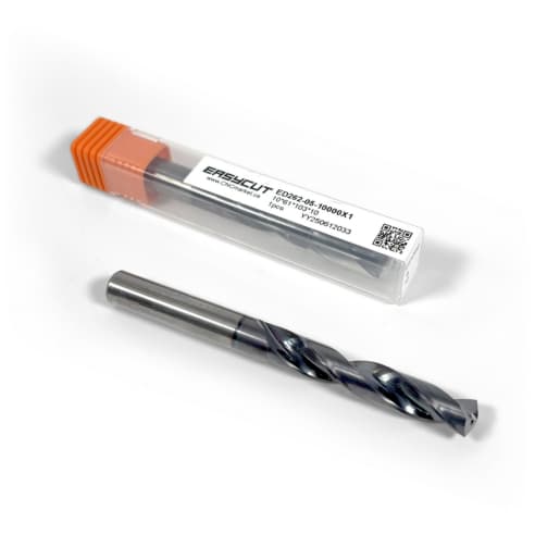 10mm Carbide Drill, 2 flutes, 5xD, Through Tool Coolant - 140°, 49mm LOC, Coated