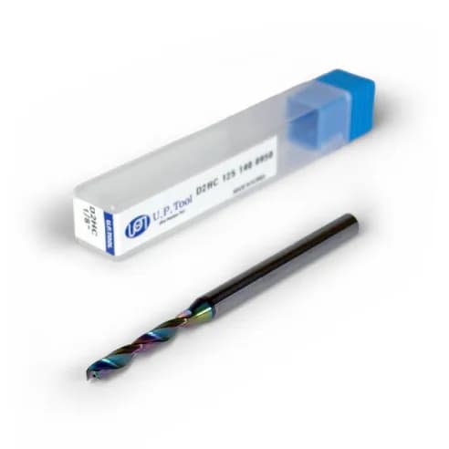 0.125" Carbide Drill, 2 flutes, 5xD, Through Tool Coolant - 140°, 0.95" LOC, HR Coated