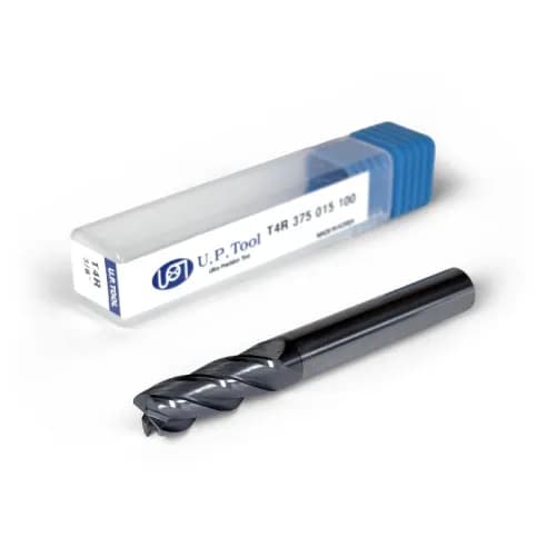 3/8" Carbide End Mill, 4 flutes, Bull Nose - R0.015", 1.0" LOC, AlCrN Coated