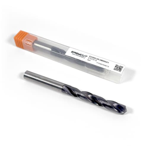 8mm Carbide Drill, 2 flutes, 5xD, Through Tool Coolant - 140°, 43mm LOC, Coated