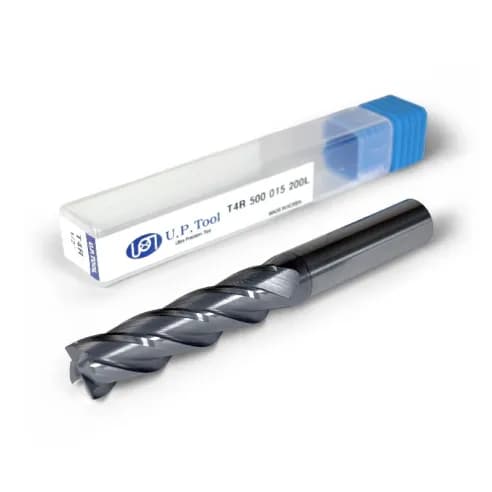 1/2" Carbide End Mill, 4 flutes, Bull Nose - R0.015", 2.0" LOC, AlCrN Coated, Extended Neck