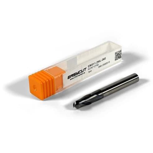 6 mm Carbide End Mill, 2 Flutes, Ball Nose, Standard length, For P, M, K materials, AlCrN coated, LOC 12 mm
