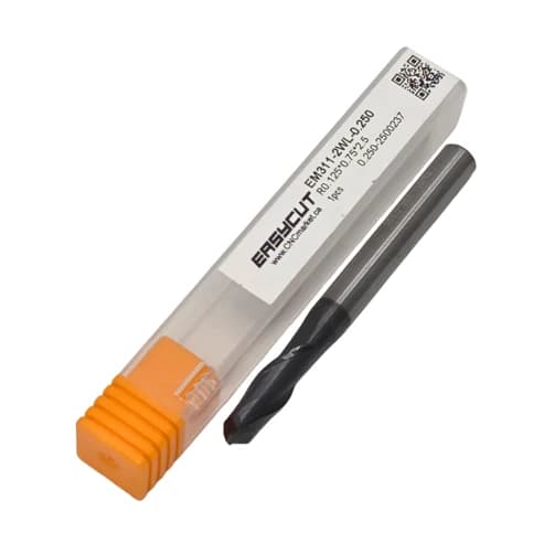 1/4 Carbide End Mill, 2 Flutes, Ball Nose, Standard length, For P, M, K materials, AlCrN coated, LOC 0.750